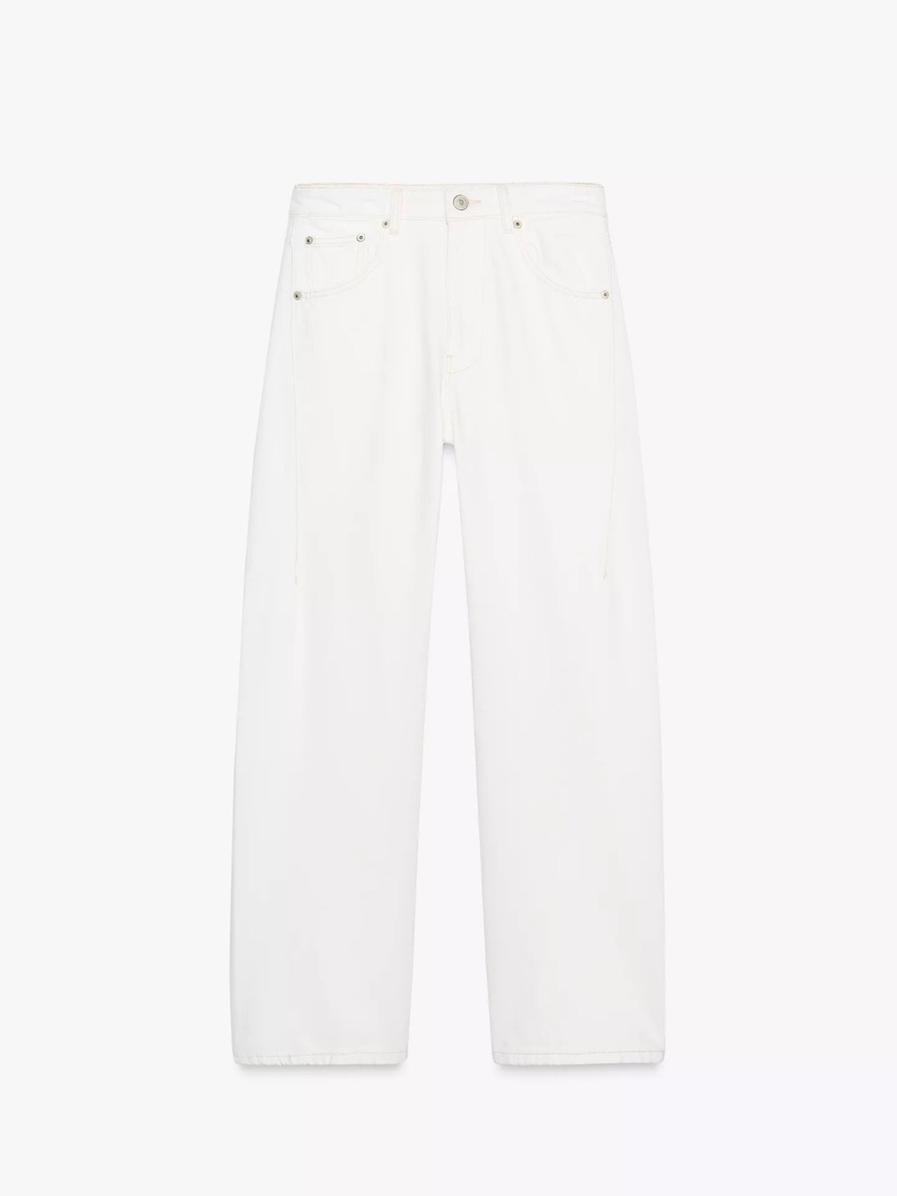 Zara White Belted Jeans